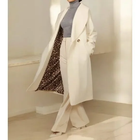 NWT Santinni London “Hepburn” Italian Virgin Wool & Cashmere Coat Size L - Picture 4 of 16